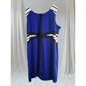 Catherines Plus 4x Dress Blue Black White Sleeveless Professional Knee Length